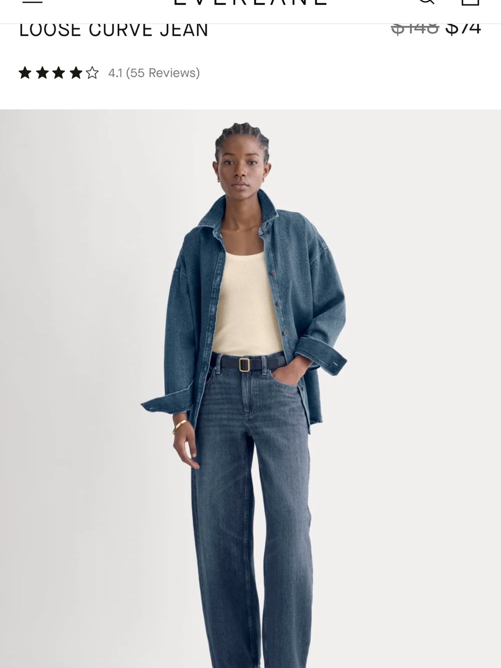 Everlane Loose Curve Jeans in Dark Blue - size 25